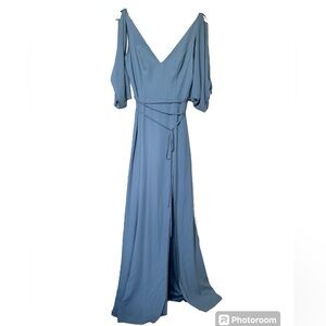 NWT White By Vera Wang Swag Sleeve Gown in Steele Blue Size 8